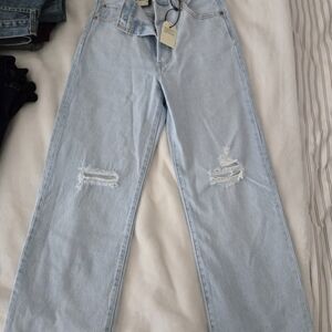 Levi's Light Blue Distressed Straight Leg Jeans